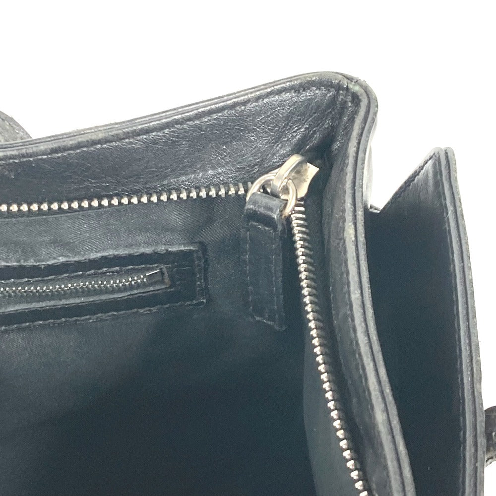 FENDI Tote Bag leather black Bag logo Women Used Authentic