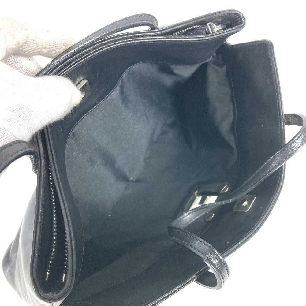 FENDI Tote Bag leather black Bag logo Women Used Authentic