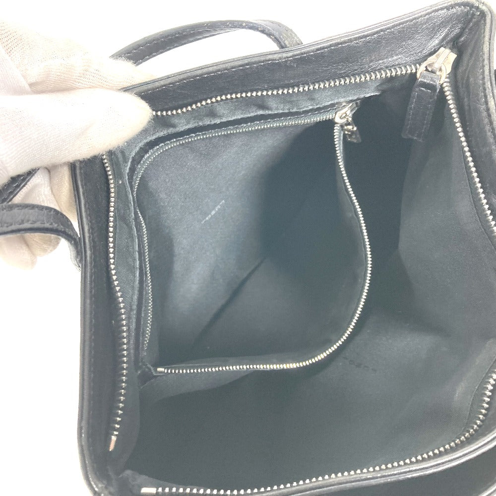 FENDI Tote Bag leather black Bag logo Women Used Authentic