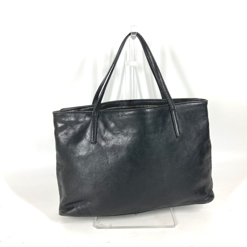 FENDI Tote Bag leather black Bag logo Women Used Authentic