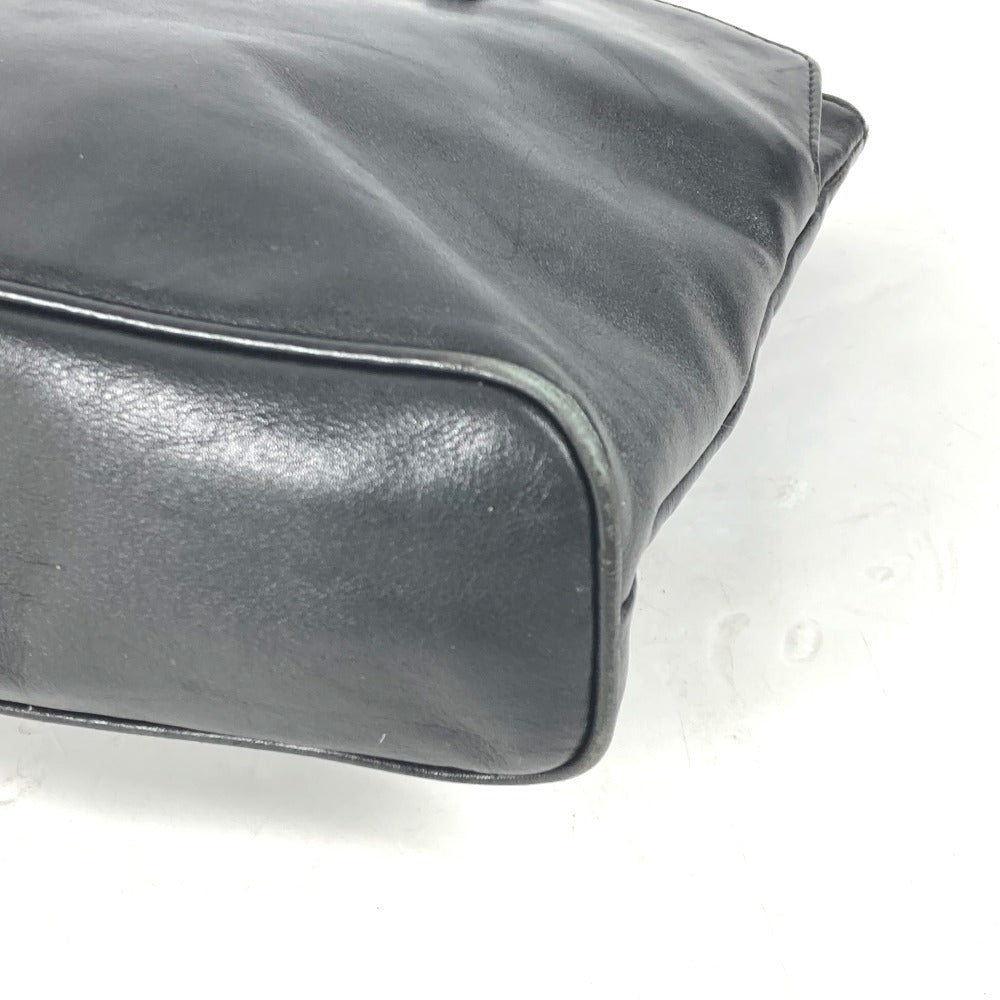FENDI Tote Bag leather black Bag logo Women Used Authentic