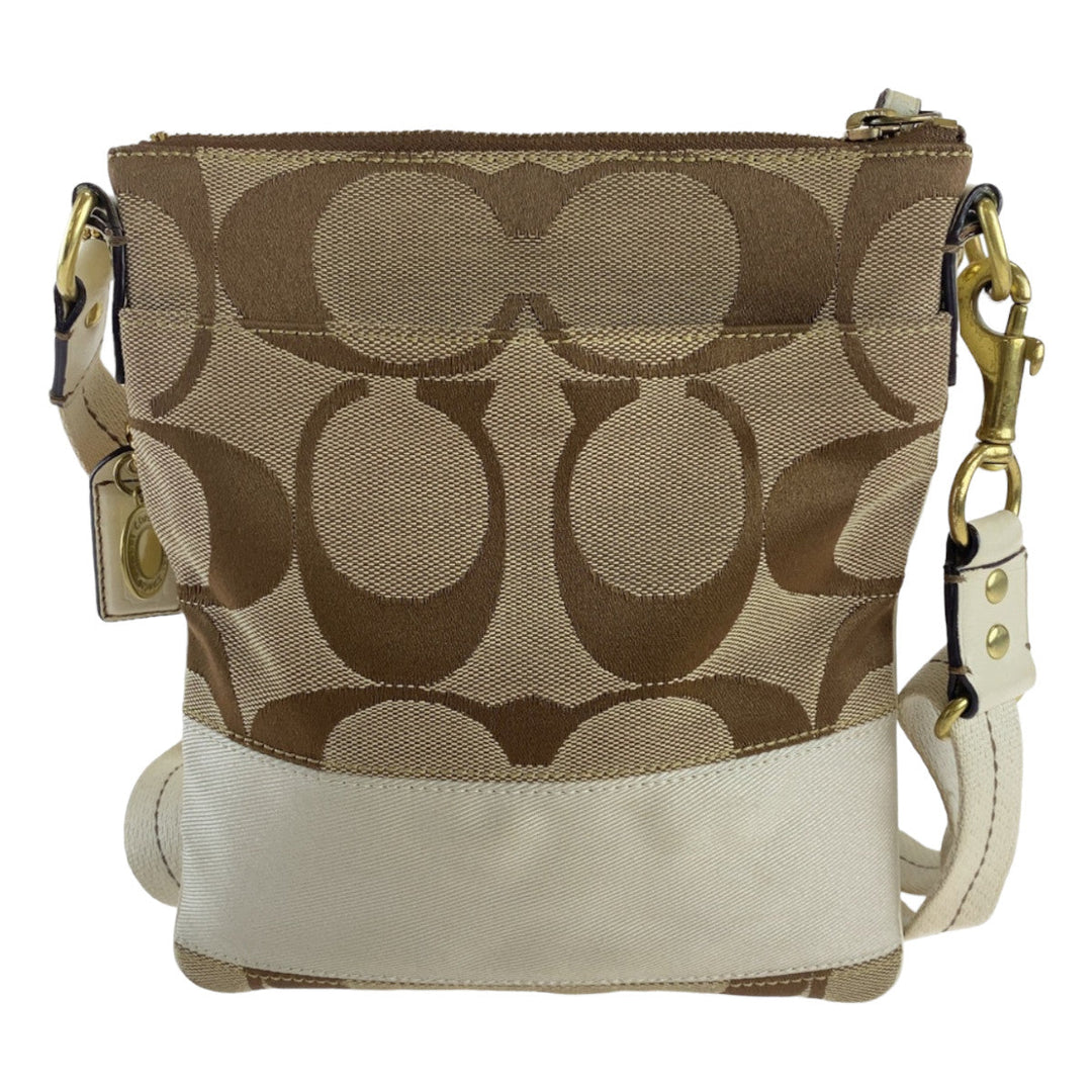 COACH Shoulder Bag canvas beige Signature