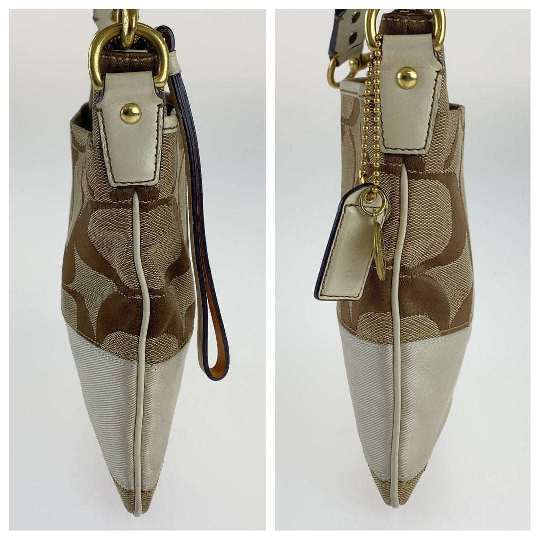 COACH Shoulder Bag canvas beige Signature
