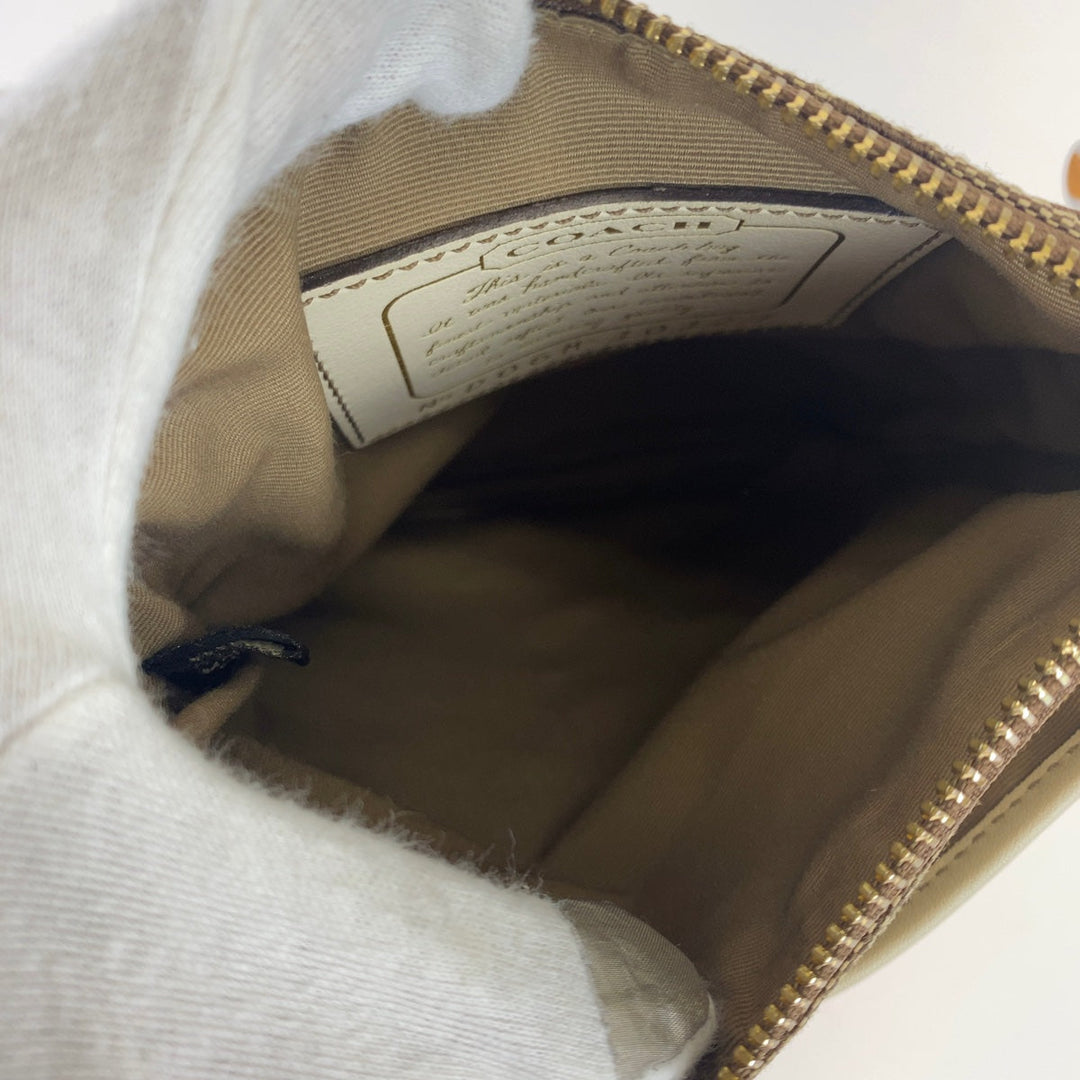 COACH Shoulder Bag canvas beige Signature