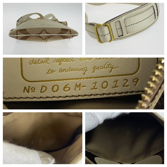 COACH Shoulder Bag canvas beige Signature