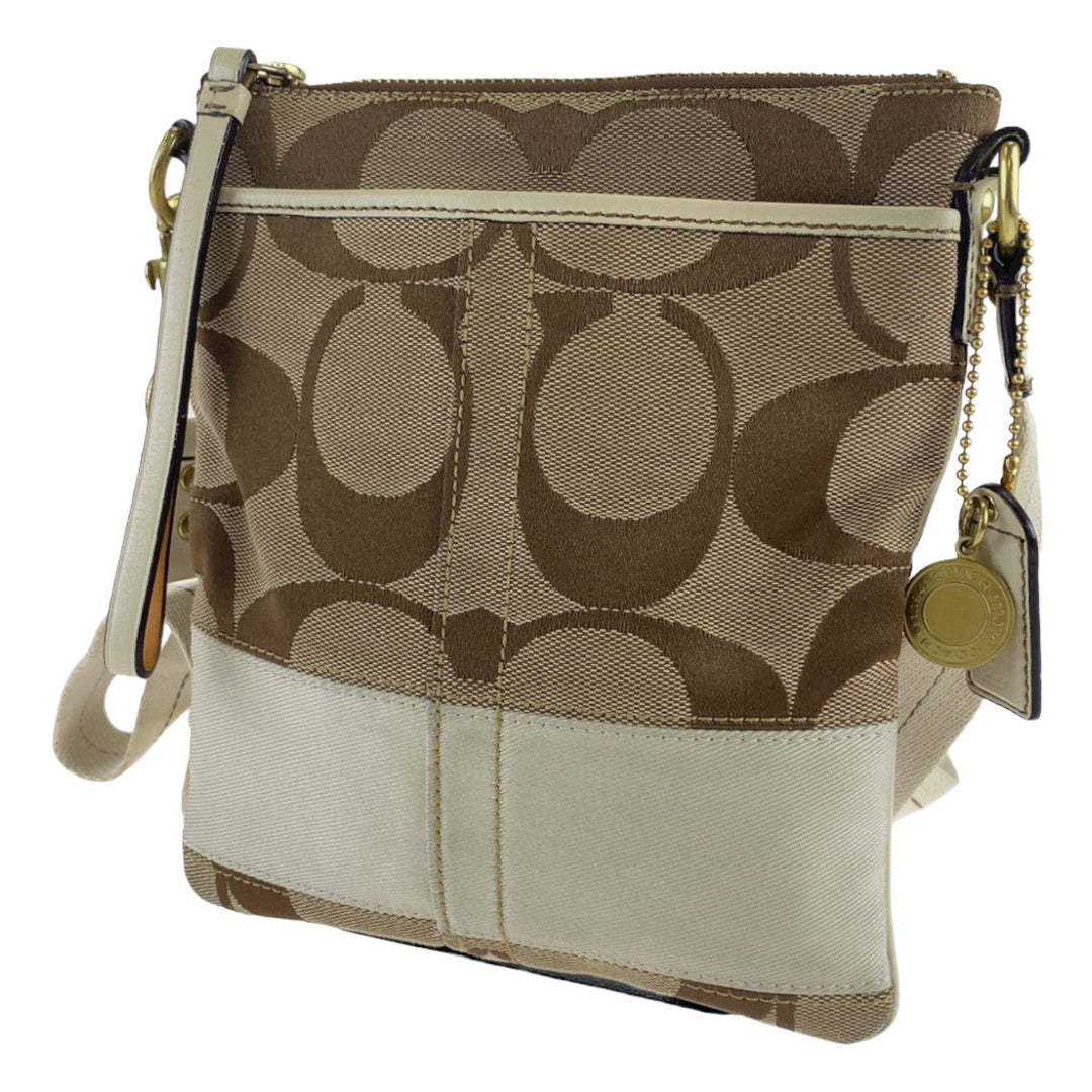 COACH Shoulder Bag canvas beige Signature
