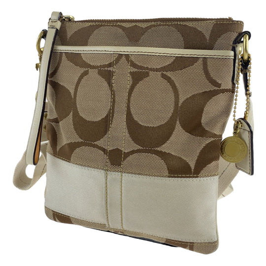 COACH Shoulder Bag canvas beige Signature