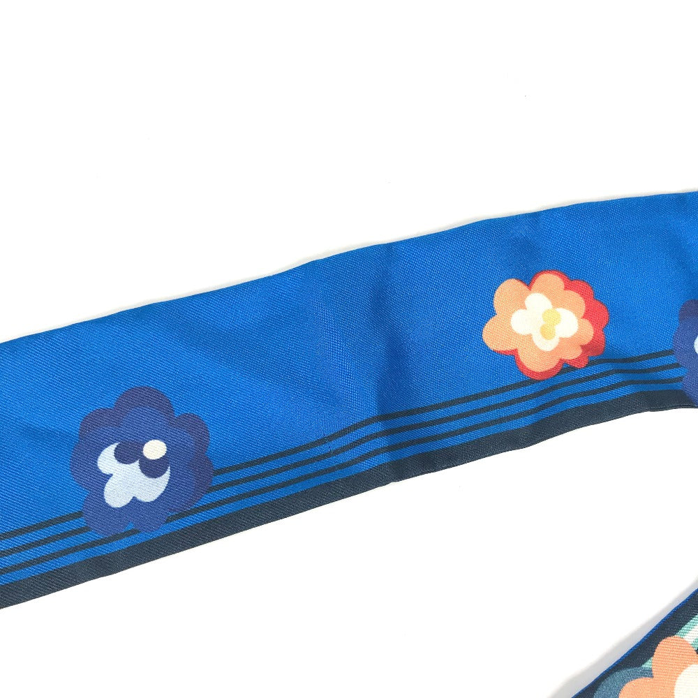 FENDI scarf FXT111 silk blue Lappy Fringe Women Used Authentic