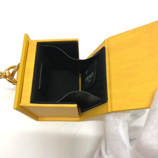 FENDI key ring 7AR894 leather yellow logo/accessories mini box