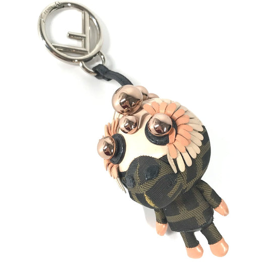 FENDI key ring canvas Brown Zucca Space monkey Women Used Authentic