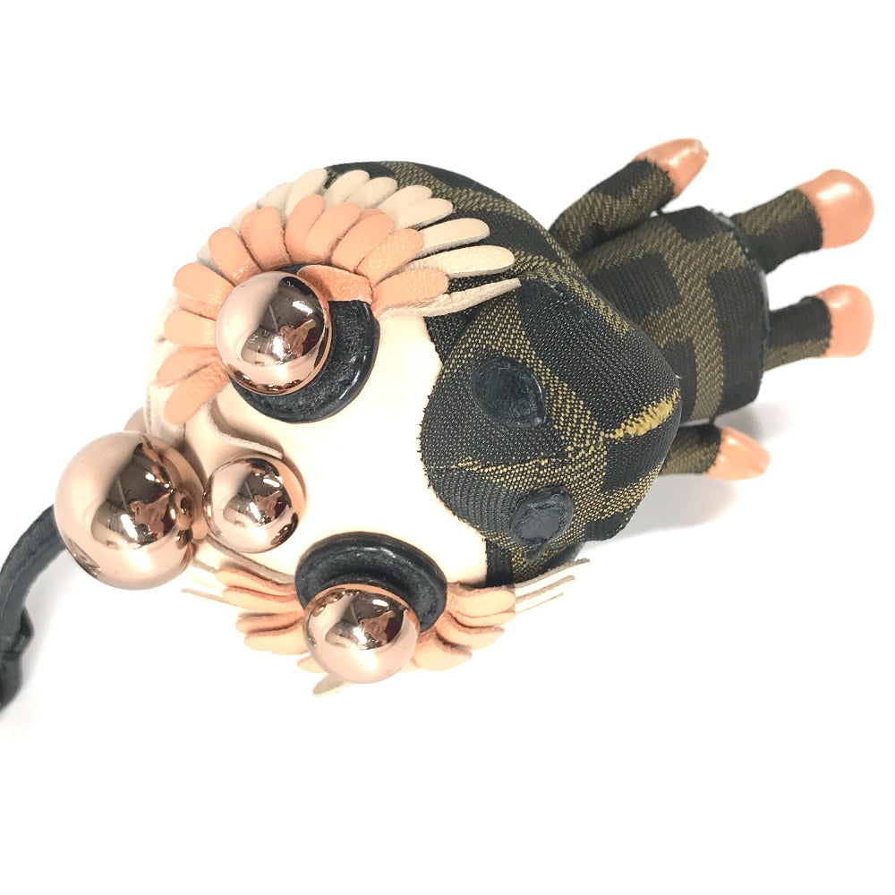 FENDI key ring canvas Brown Zucca Space monkey Women Used Authentic