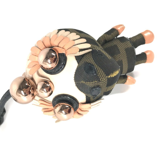 FENDI key ring canvas Brown Zucca Space monkey Women Used Authentic