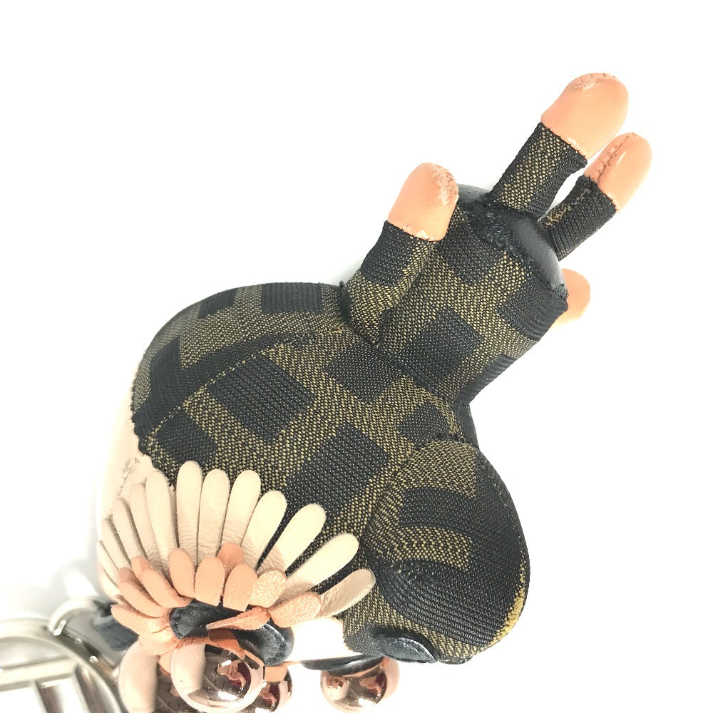 FENDI key ring canvas Brown Zucca Space monkey Women Used Authentic