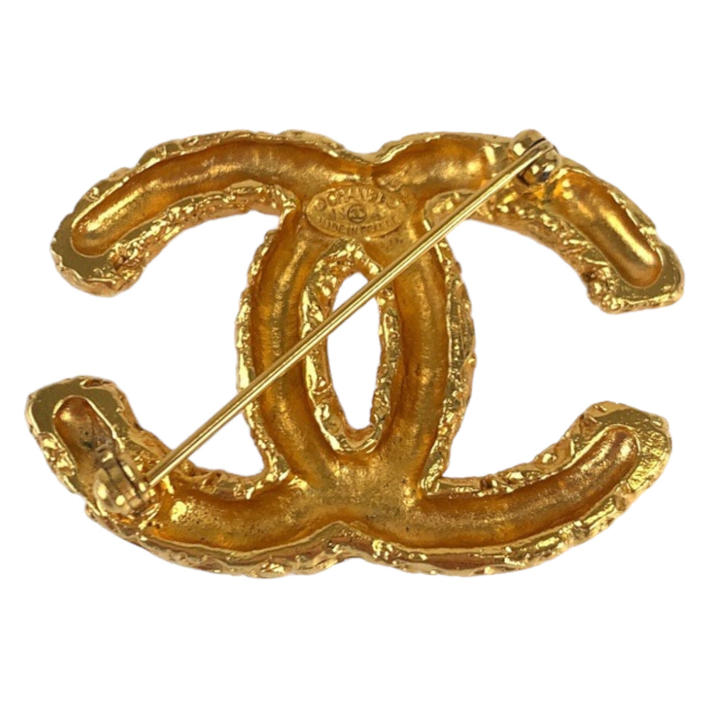CHANEL Brooch metal Gold gold Brooch COCO Mark lava Women Used Authentic