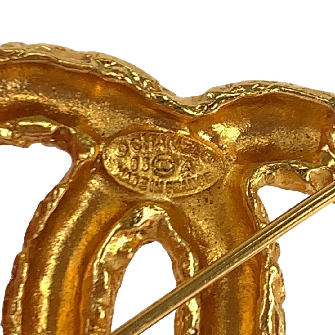 CHANEL Brooch metal Gold gold Brooch COCO Mark lava Women Used Authentic