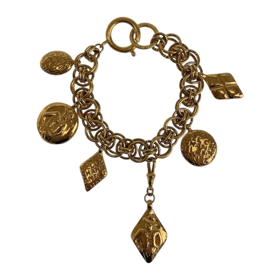 CHANEL bracelet plating gold bracelet Mademoiselle Logo charm Women Used Authentic