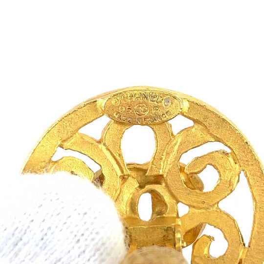 CHANEL Earring plating Gold Red Blue Earring Swing Earring COCO Mark Stone Women Used Authentic