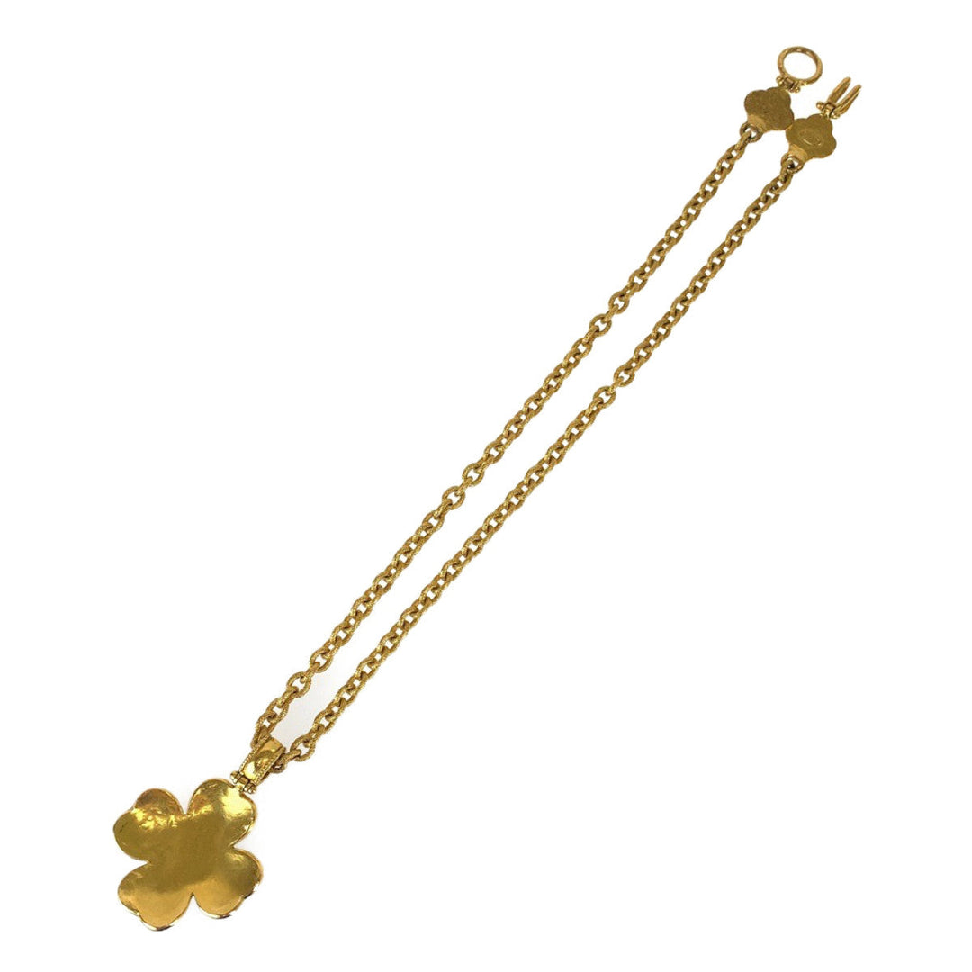 CHANEL Necklace plating Gold Wine Red Necklace Pendant Gripoa COCO Mark Stone Women Used Authentic