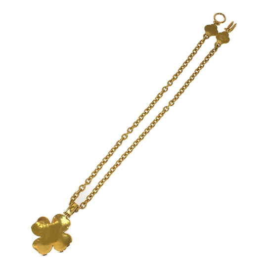 CHANEL Necklace plating Gold Wine Red Necklace Pendant Gripoa COCO Mark Stone Women Used Authentic