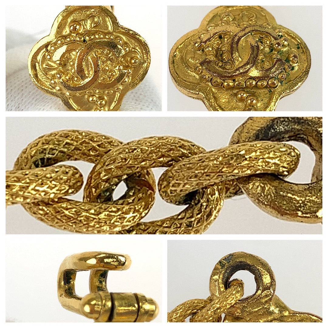 CHANEL Necklace plating Gold Wine Red Necklace Pendant Gripoa COCO Mark Stone Women Used Authentic