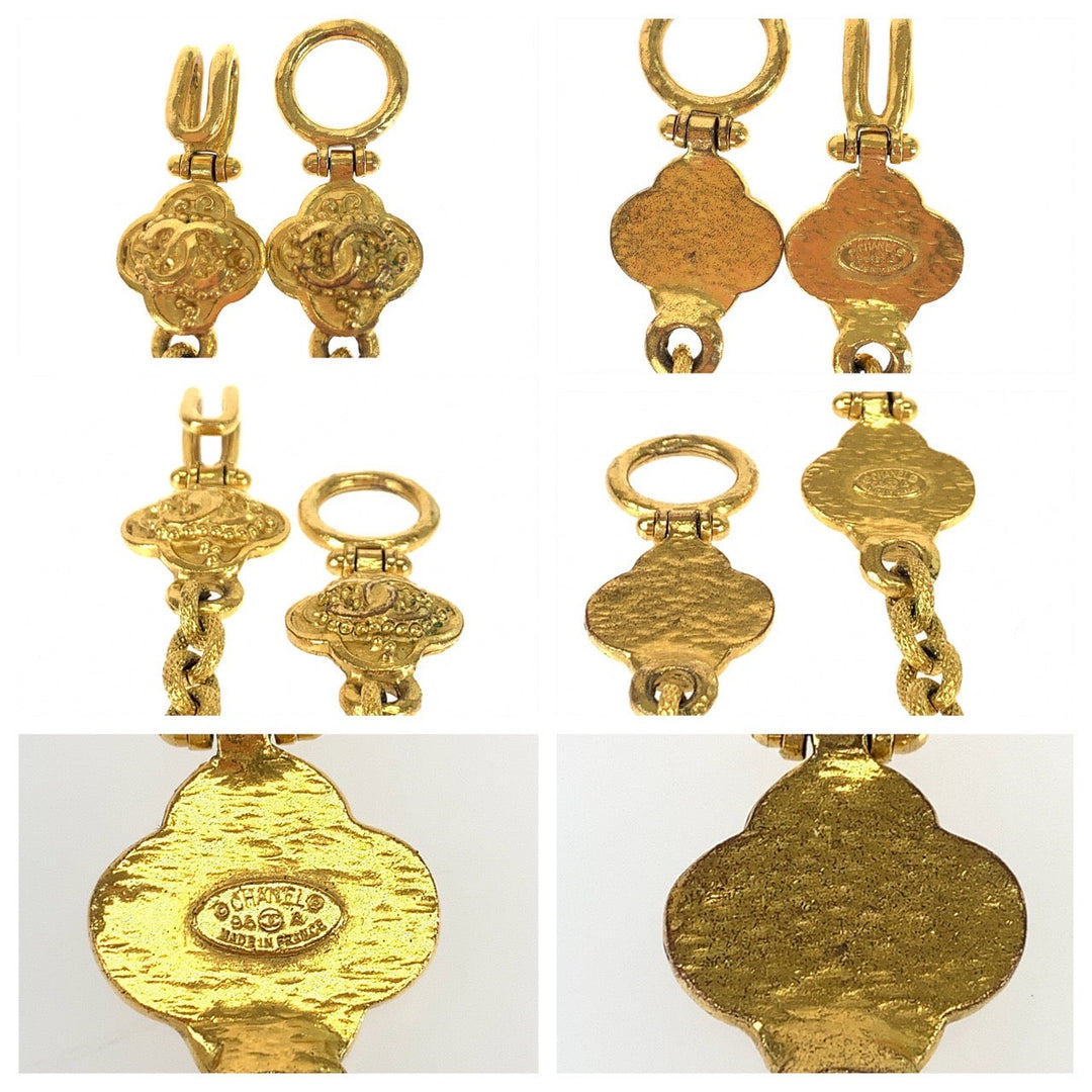 CHANEL Necklace plating Gold Wine Red Necklace Pendant Gripoa COCO Mark Stone Women Used Authentic