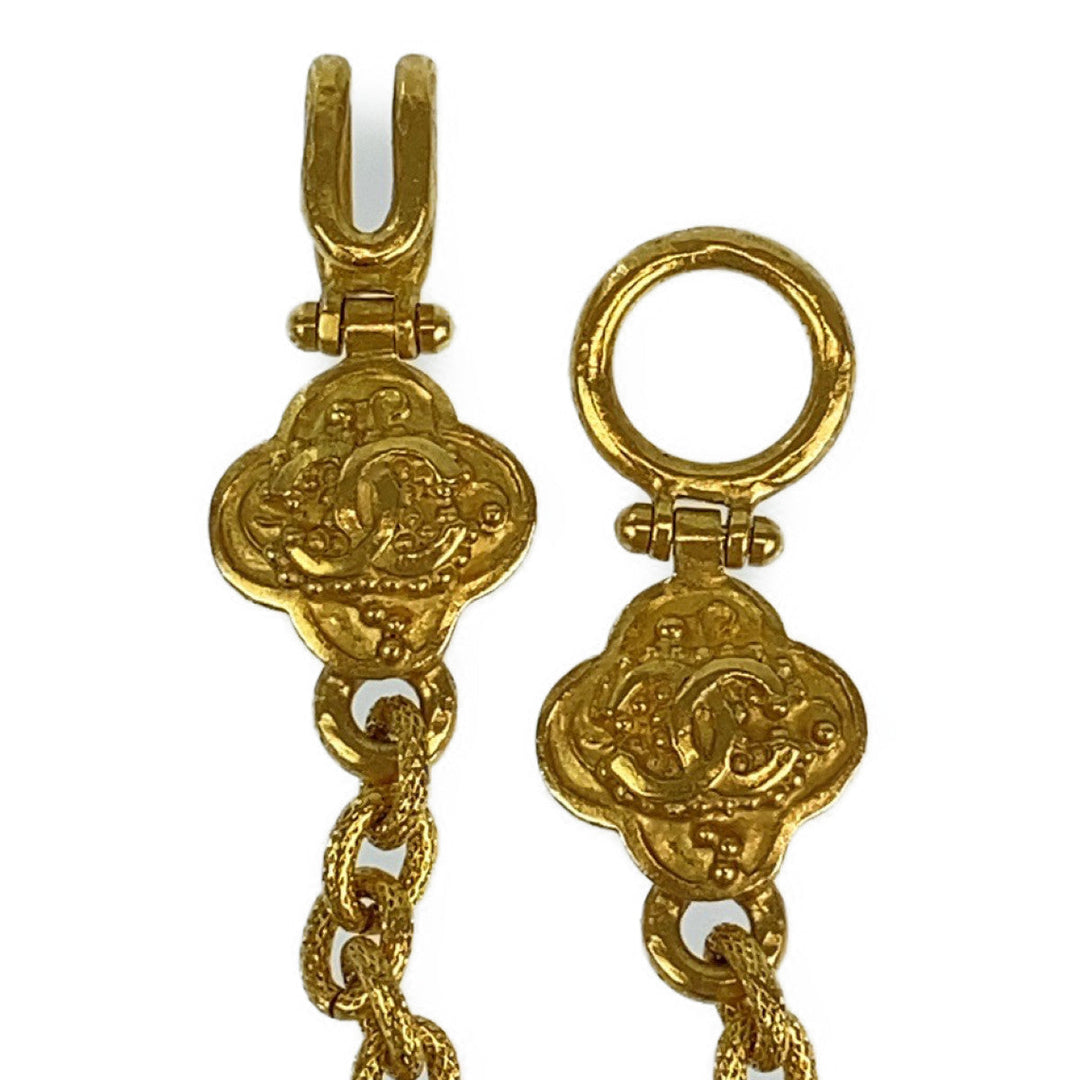 CHANEL Necklace plating Gold black Necklace Pendant Gripoa Natural Stone COCO Mark Women Used Authentic