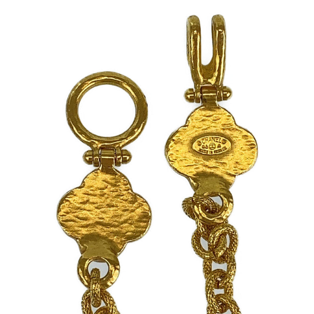 CHANEL Necklace plating Gold black Necklace Pendant Gripoa Natural Stone COCO Mark Women Used Authentic