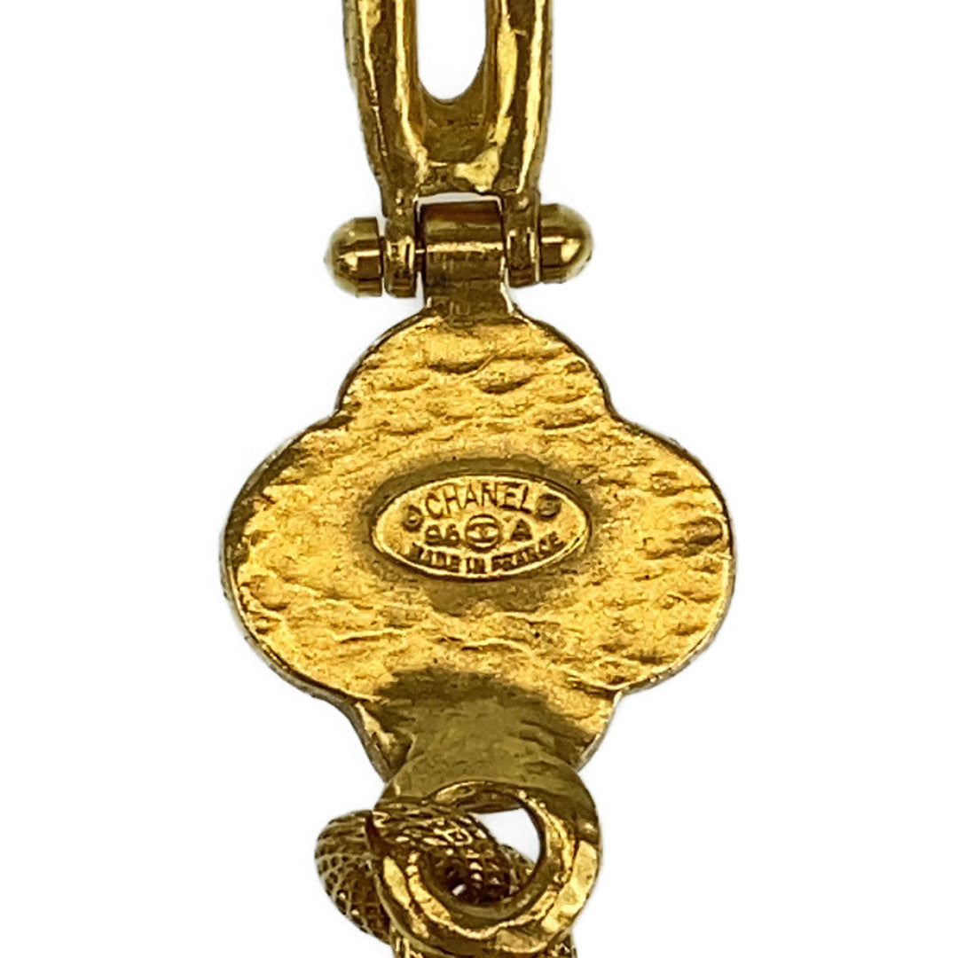 CHANEL Necklace plating Gold black Necklace Pendant Gripoa Natural Stone COCO Mark Women Used Authentic