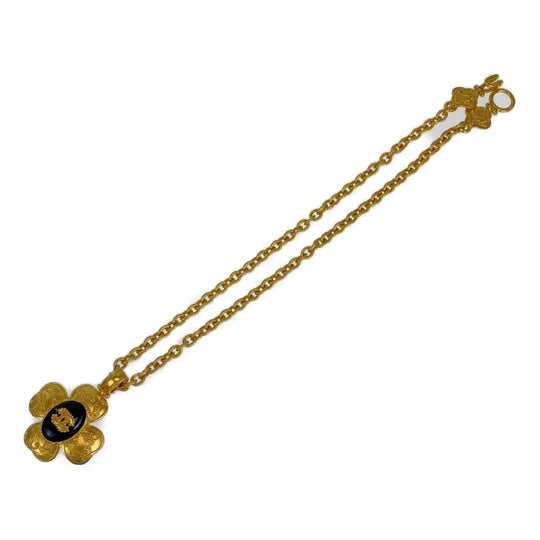 CHANEL Necklace plating Gold black Necklace Pendant Gripoa Natural Stone COCO Mark Women Used Authentic