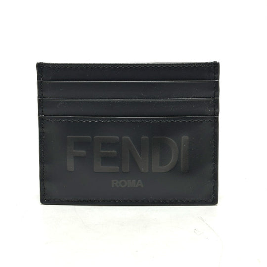 FENDI Card Case 7M0164 leather black logo mens Used Authentic