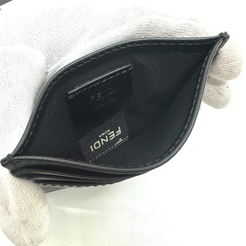 FENDI Card Case 7M0164 leather black logo mens Used Authentic
