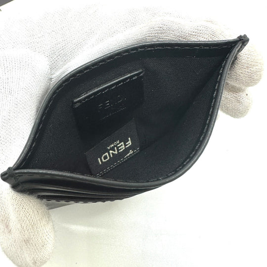 FENDI Card Case 7M0164 leather black logo mens Used Authentic