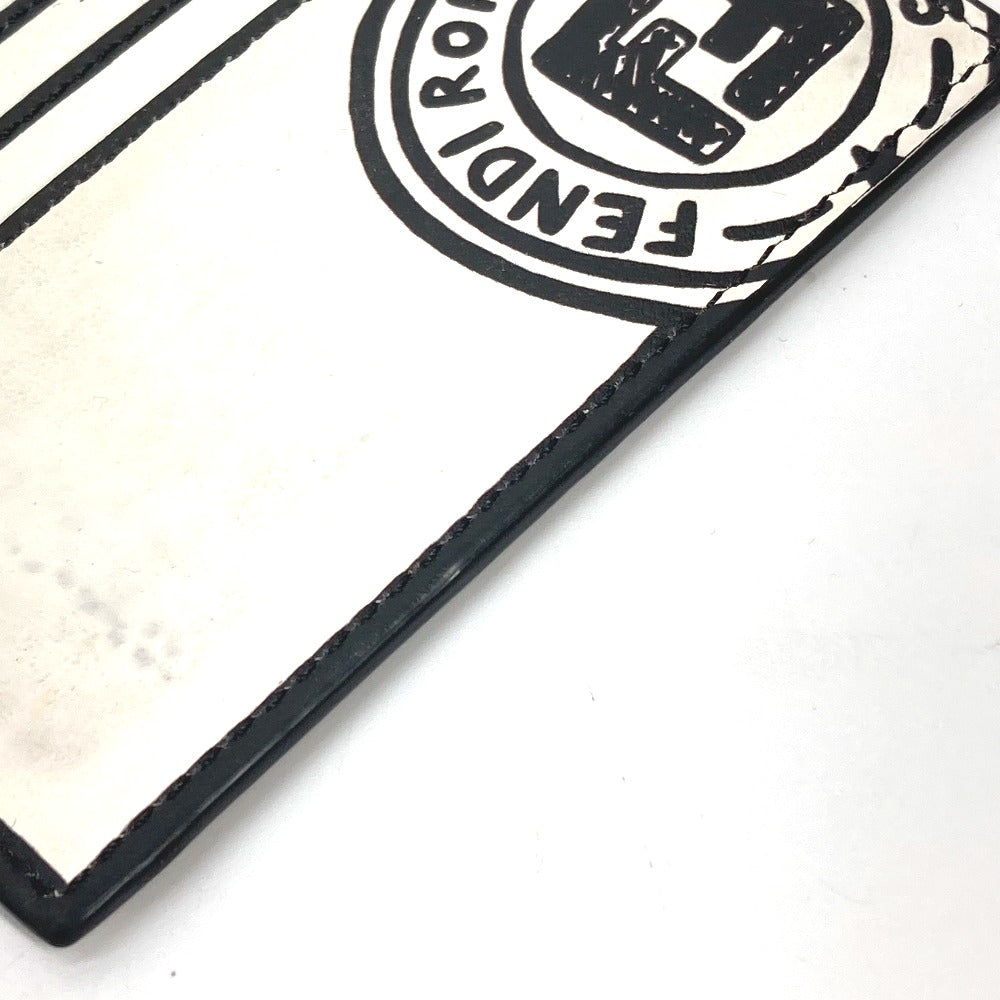 FENDI Card Case 7M0164 leather white Joshua Vides Collaboration logo mens Used Authentic