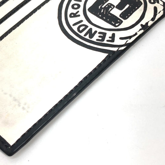 FENDI Card Case 7M0164 leather white Joshua Vides Collaboration logo mens Used Authentic