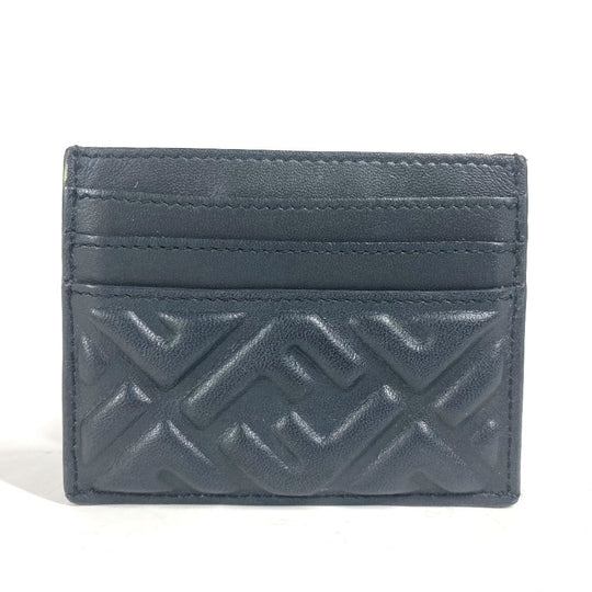 FENDI Card Case 8M0423 leather black name card holder Baguette Card Case Women Used Authentic