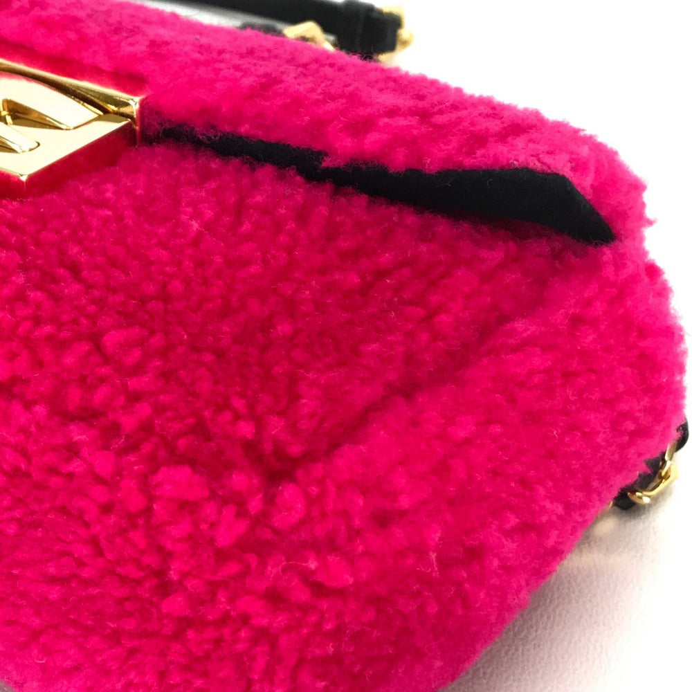FENDI Shoulder Bag 8M0315 Mouton Fusha pink Mini baguette Women Used Authentic