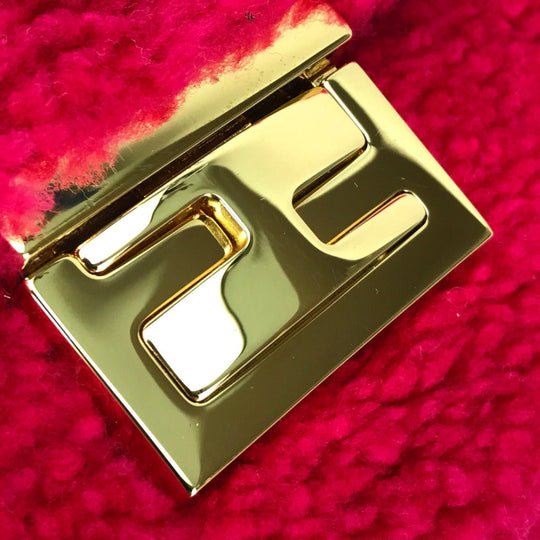 FENDI Shoulder Bag 8M0315 Mouton Fusha pink Mini baguette Women Used Authentic