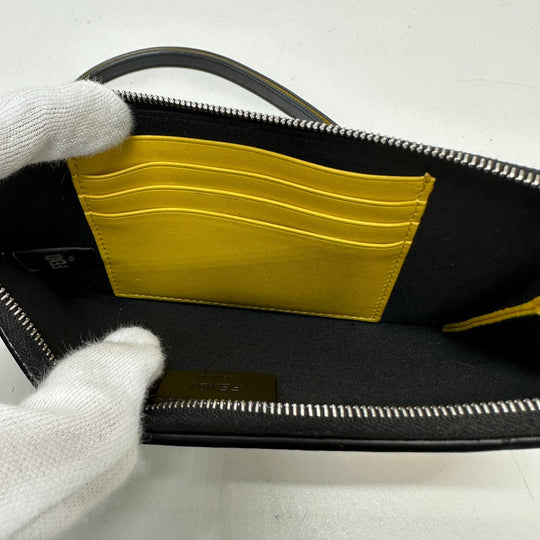 FENDI Coin case 7M0283 leather black Wallet Coin Pocket Card Case Monster Bugs mens Used Authentic