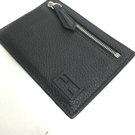 FENDI Coin case 7M0310 leather black Fragment case logo mens Used Authentic