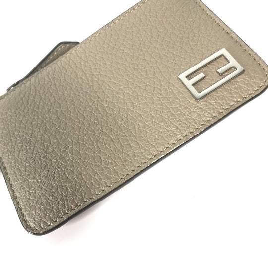 FENDI Coin case 7M0343 leather beige By color logo Women Used Authentic