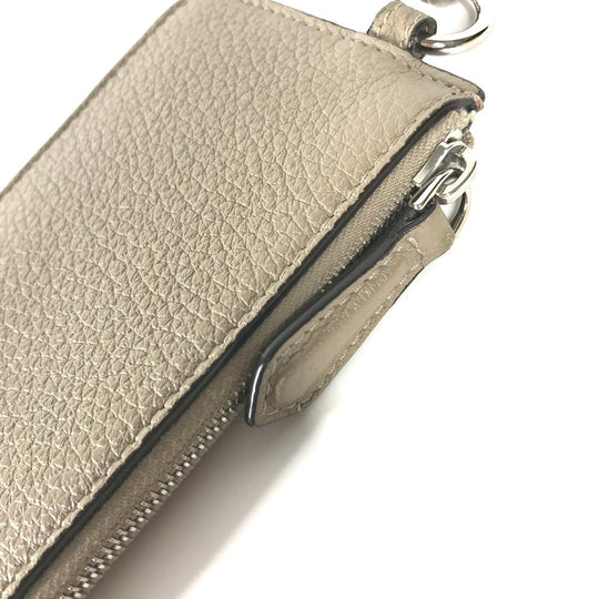 FENDI Coin case 7M0343 leather beige By color logo Women Used Authentic