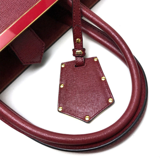 FENDI Handbag 8BH250 leather Dark red To joule Women Used Authentic