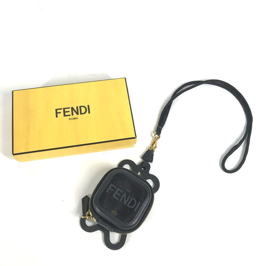 FENDI strap Rubber, Leather black Mesh strap included logo smartphone pouch case mens Used Authentic