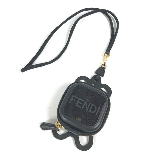 FENDI strap Rubber, Leather black Mesh strap included logo smartphone pouch case mens Used Authentic