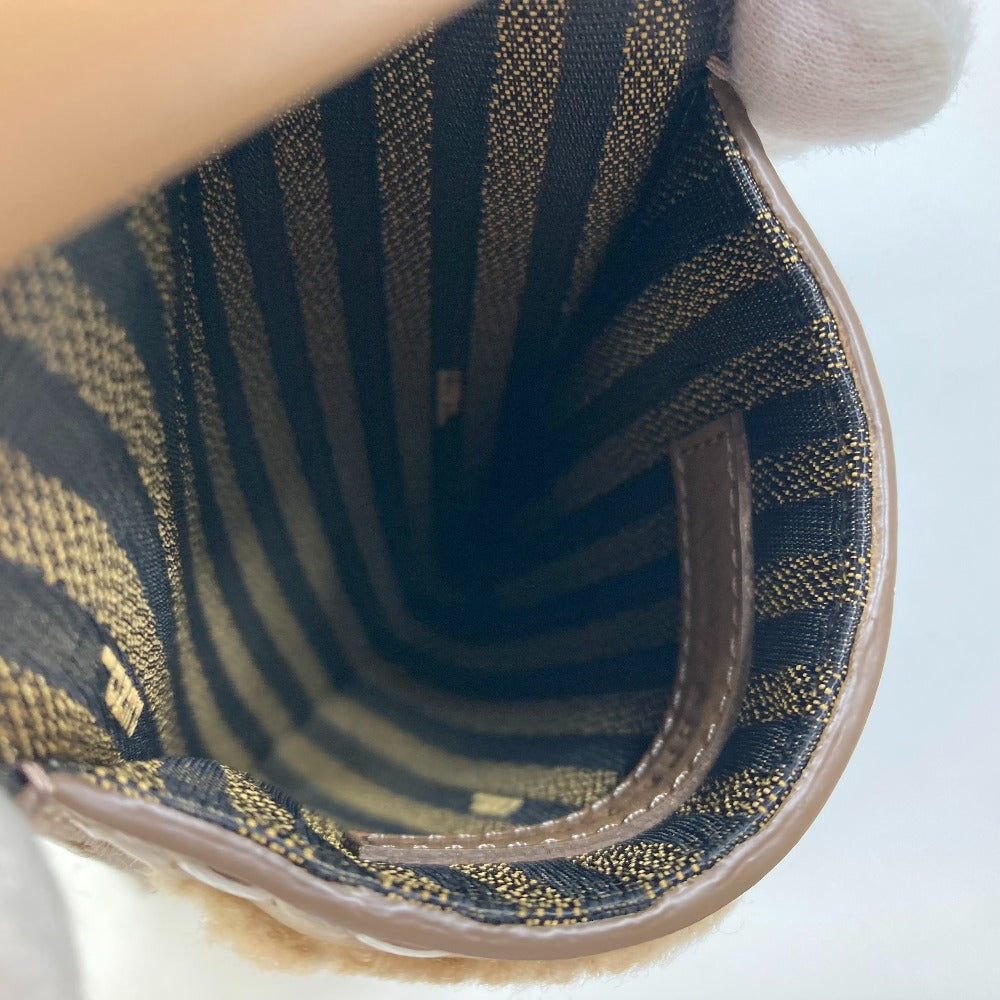 FENDI Pouch 7AS047 Fur, Leather beige Smartphone case phone pouch Women Used Authentic