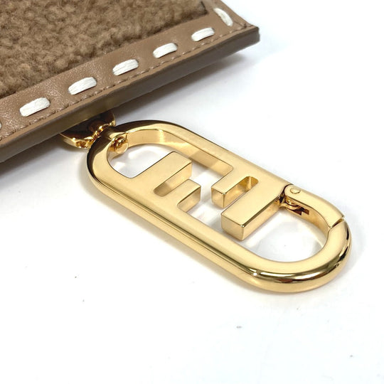 FENDI Pouch 7AS047 Fur, Leather beige Smartphone case phone pouch Women Used Authentic