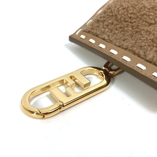 FENDI Pouch 7AS047 Fur, Leather beige Smartphone case phone pouch Women Used Authentic