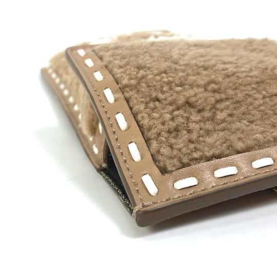 FENDI Pouch 7AS047 Fur, Leather beige Smartphone case phone pouch Women Used Authentic