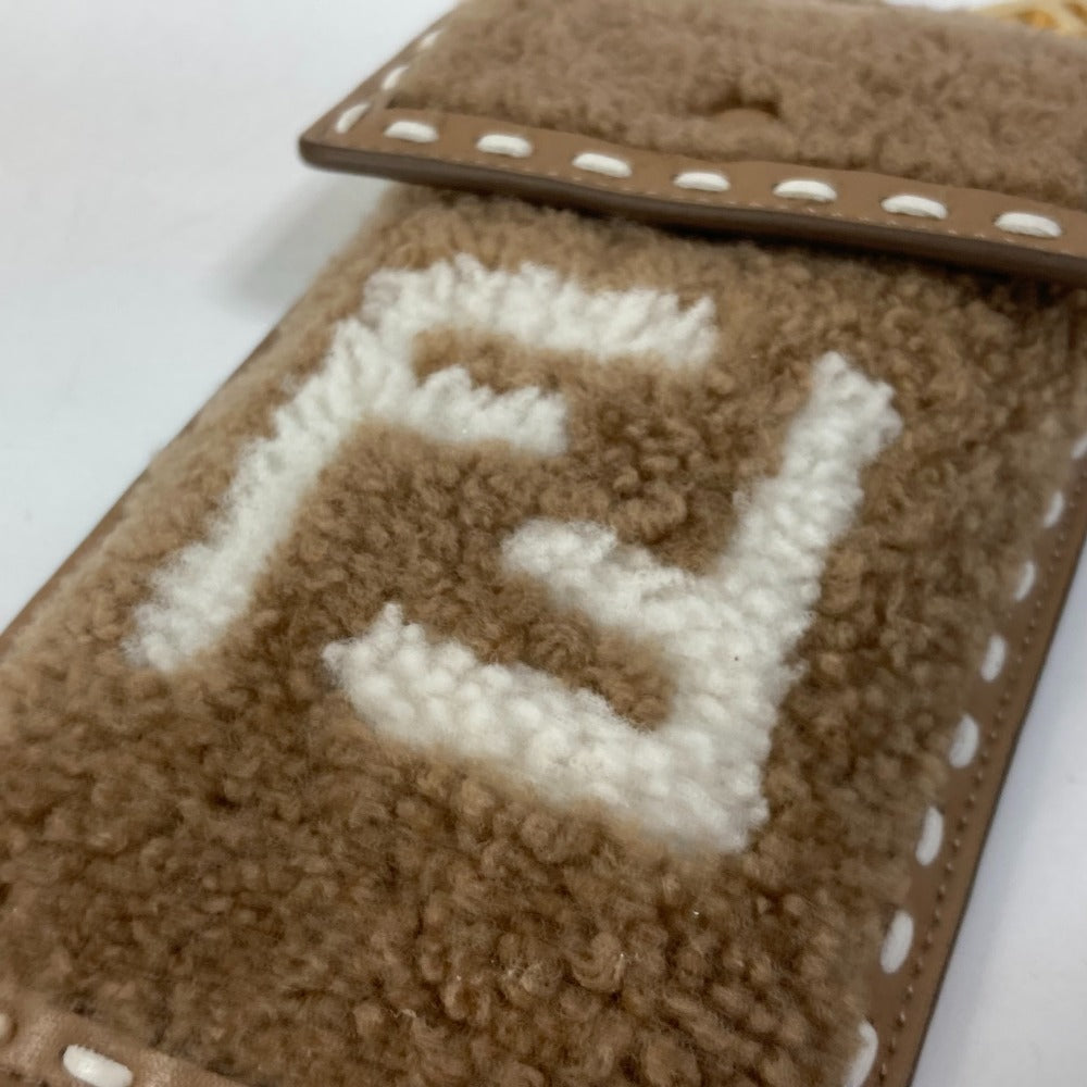 FENDI Pouch 7AS047 Fur, Leather beige Smartphone case phone pouch Women Used Authentic