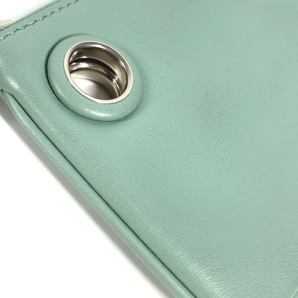 FENDI Pouch 8BS007 leather green Coin case Wallet Clutch Small Women Used Authentic